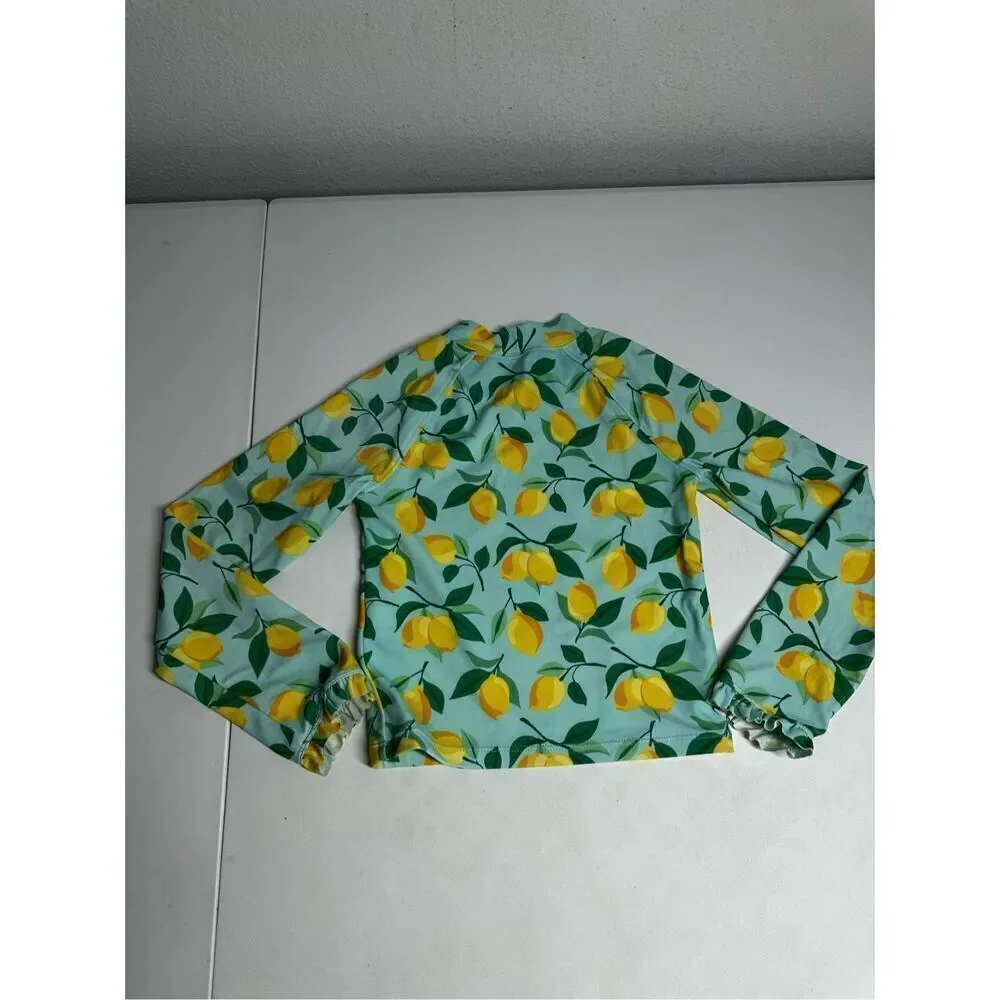 Janie and Jack Long sleeve Swim Top Lemons Girls Size 6 See Description